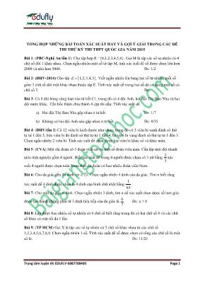 Những bài tập xác suất trong các đề thi thử THPT Quốc gia năm 2015